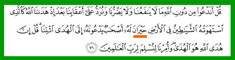 Xayraan, Suurada Al Ancaam (6:71)